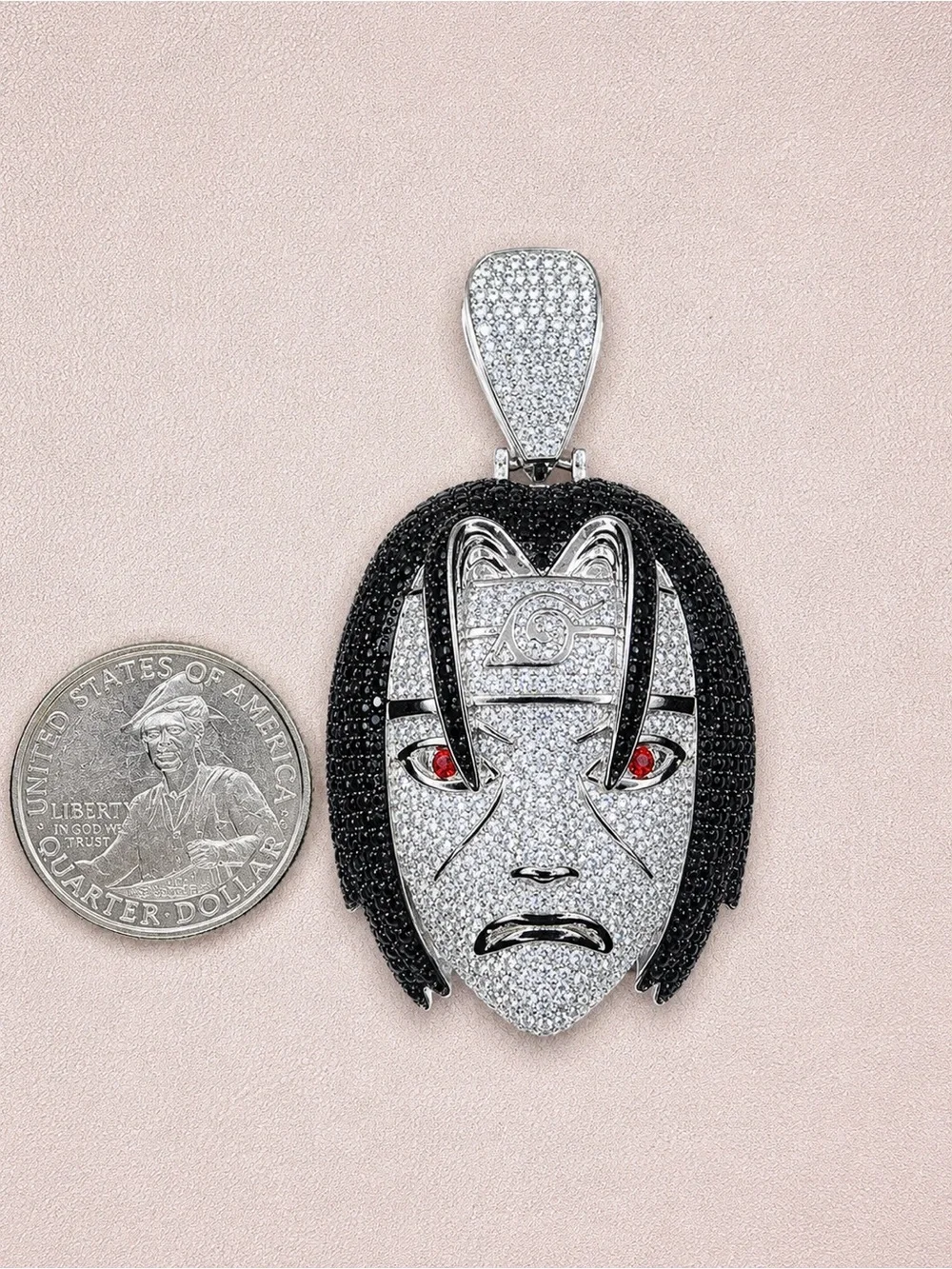 Itachi Uchiha Mask Pendant in Black, Silver & Red
